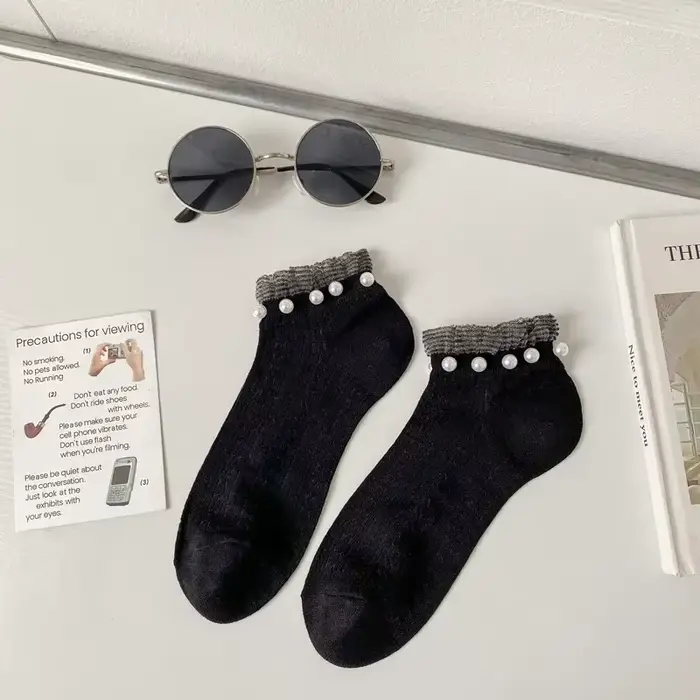 Chaussettes à volants en dentelle pour femmes, maille ajourée, fines, respirantes, Tube bas, couleur