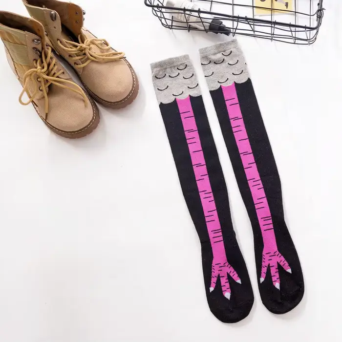 1/2 paires de chaussettes longues à tube inspirées des pieds de poulet adorables et humoristiques av