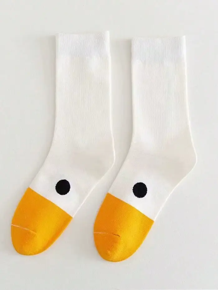 1/6 paires de chaussettes pour femmes, motif dessin animé, à la mode et polyvalentes, design mignon,