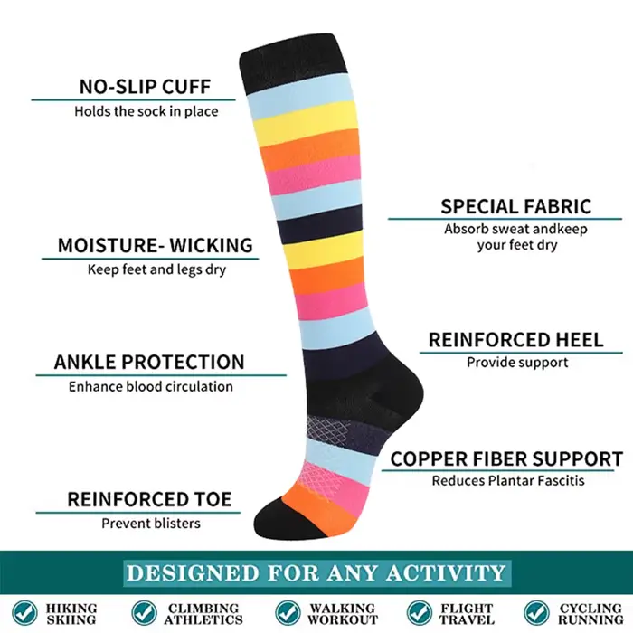 3 paires de chaussettes de Compression de couleur aléatoire pour femmes