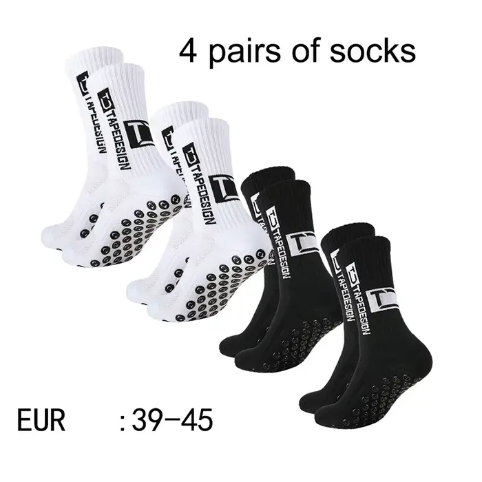 4 paires de nouvelles chaussettes de Football collées TC Mid Tube pour hommes, pour l'entraînement s