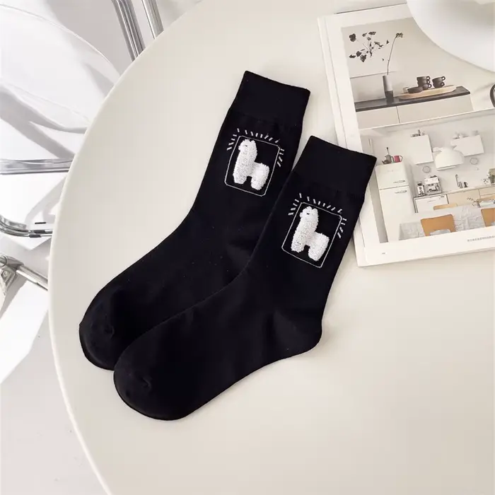 Chaussettes en coton doux HpronosAlpaga pour femmes, chaussettes de sport unisexes, hipster, mignon,