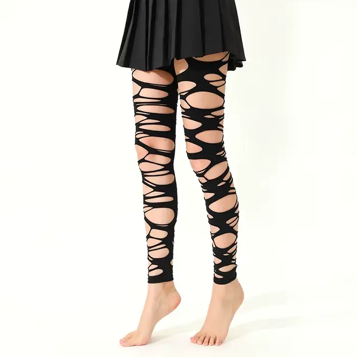 Collants résille déchirés à la mode pour femmes-bas Punk fendues, esthétique gothique Y2K, collants