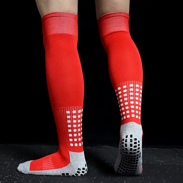 Chaussettes de football longues pour hommes, antidérapantes, respirantes, hautes jusqu'au genou, ave