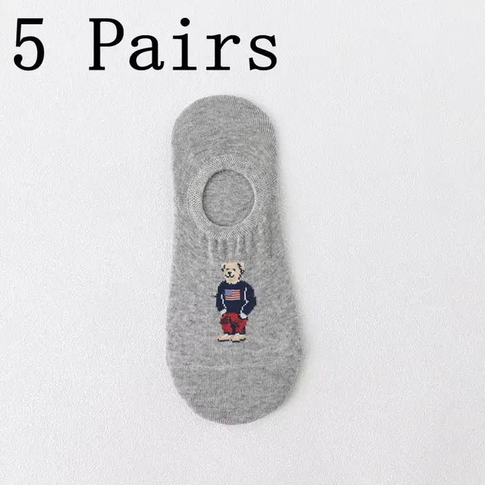 Chaussettes d'ours de dessin animé pour hommes, pantoufles de rinçage en coton de silicone, coordonn