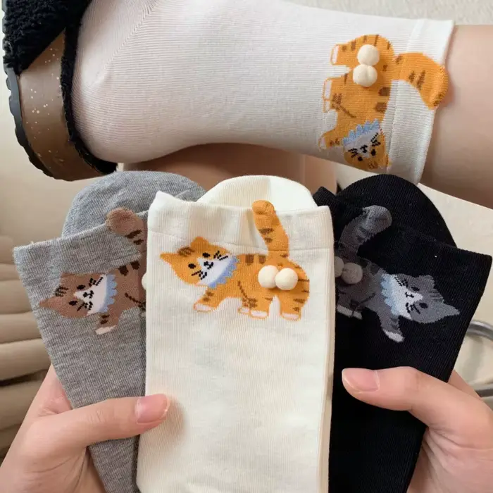 Chaussettes pour femmes nouveau dessin animé coréen drôle Kitty Kawaii Verstaile mignon mi Tube