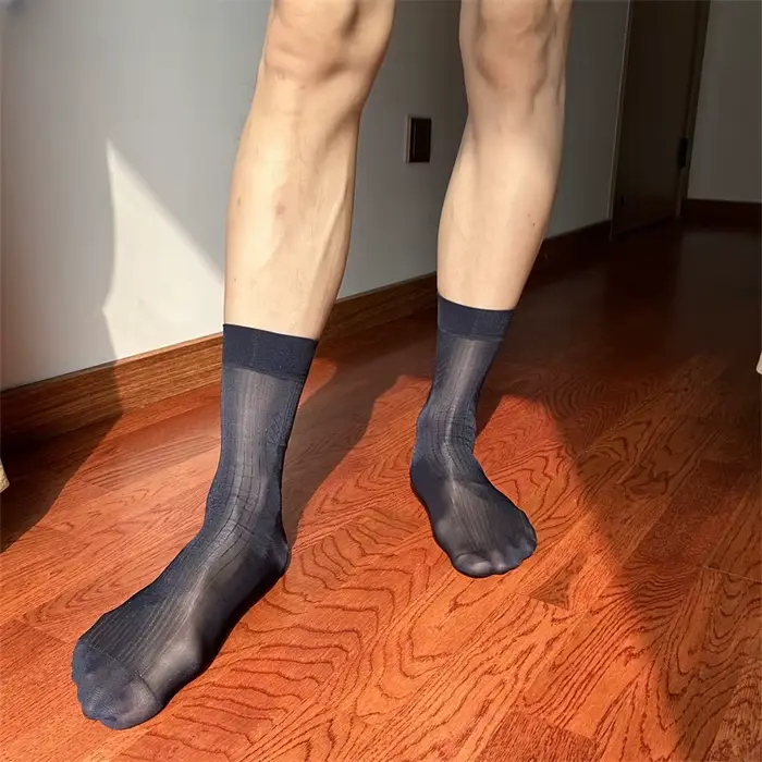 Chaussettes mi-hautes pour homme Miosam, logo personnalisé, été, soyeuses, décontractées, respirante