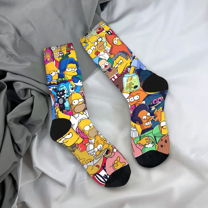 Chaussettes fantaisie unisexe respirantes pour hommes, motif Meme Homer S-Simpsons et ses amis, pour