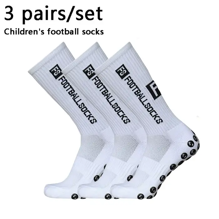 3 paires de chaussettes de football respirantes pour enfants et jeunes, chaussettes de sport antidér