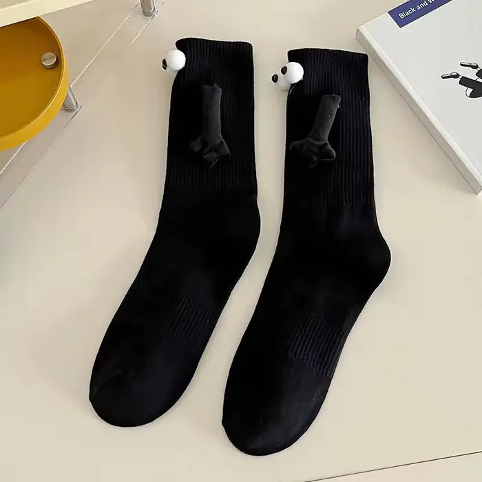 Chaussettes amusantes pour adultes, magnétiques, motif dessin animé, couleur unie, pour couple, cade
