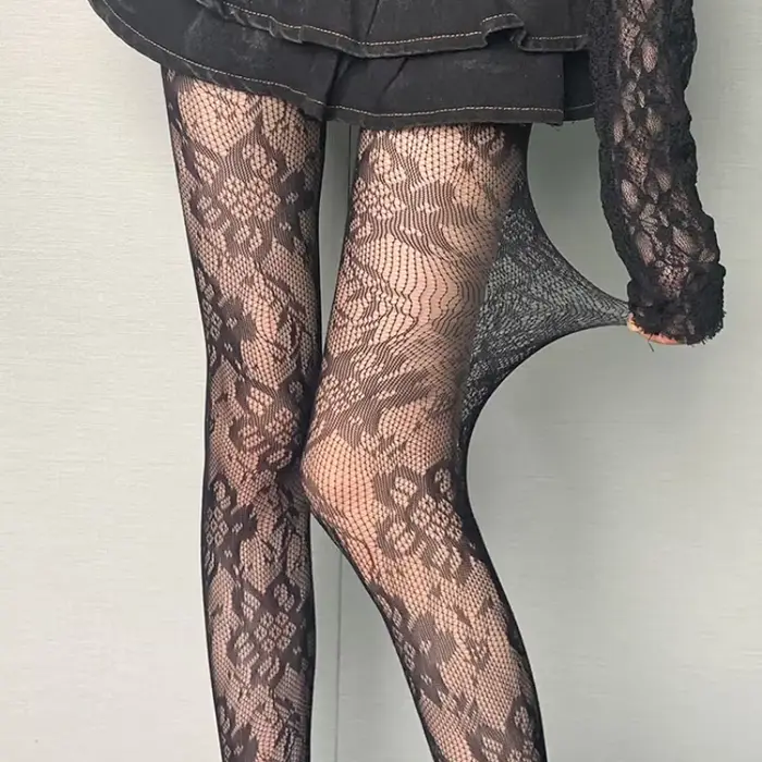 Collants en dentelle florale pour femmes