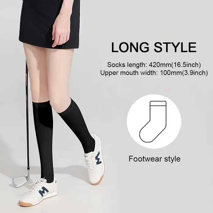 GOBYGO Chaussettes hautes en soie glacée anti-UV respirantes antidérapantes pour le golf et le sport