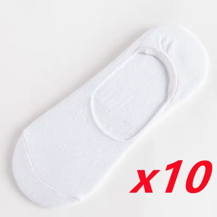 Lot de 10 paires de chaussettes pour hommes, respirantes, invisibles, en coton, coupe basse, décontr