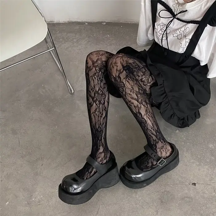 Collants en résille gothiques, jacquard ajouré, transparents, sexy, pour cosplay, fête d'Halloween,