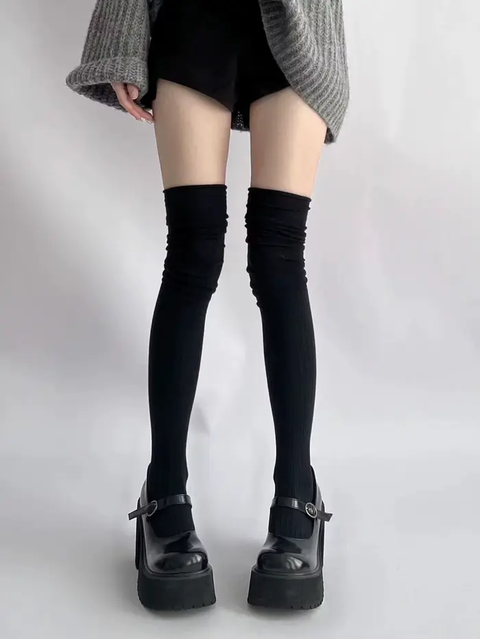 Chaussettes mi-longues pour femmes, chaussettes chaudes tricotées pour bottes, chauffe-jambes, bas h