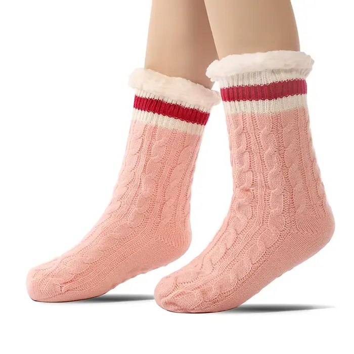 Chaussettes d'hiver 2026 pour femmes, douces et chaudes, en peluche, antidérapantes, épaisses, pour 