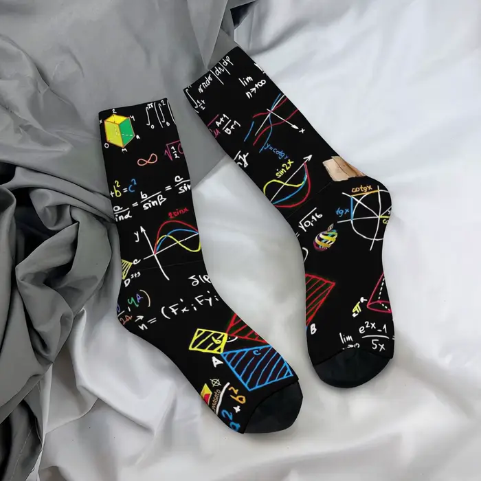 Chaussettes pour hommes, thème mathématique élégant, drôle, Design Unique, imprimé, chaud, doux, par