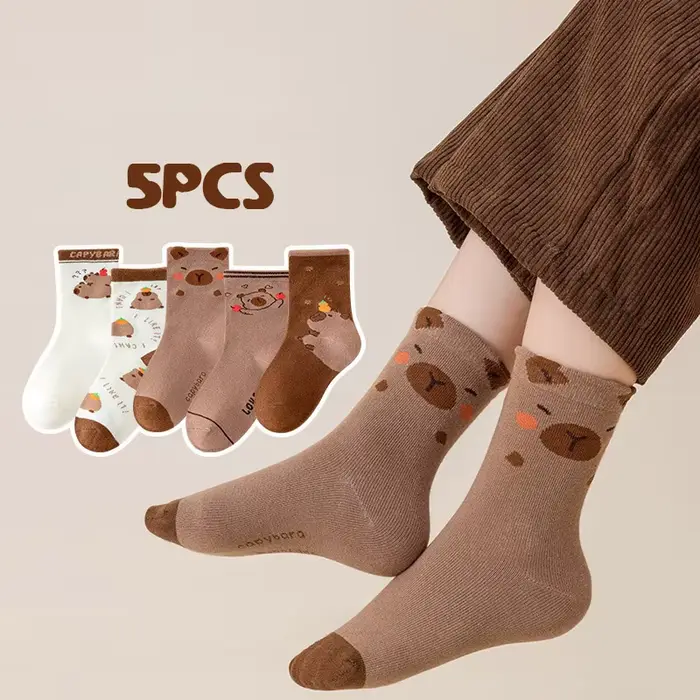 Chaussettes mi-tube en coton ours mignon pour enfants, bas chauds, chaussures pour enfants, garçon, 
