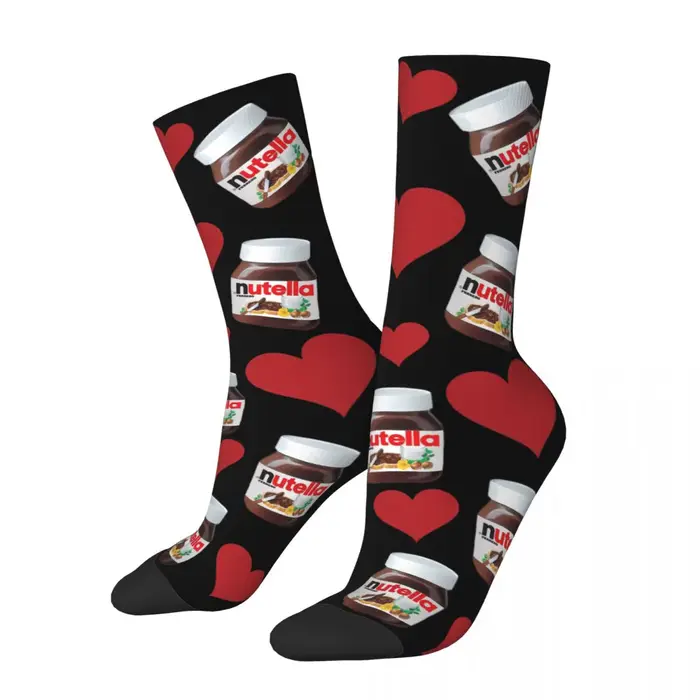 Chaussettes de dessin animé Nutella pour hommes et femmes, belles à la mode, adaptées à toutes les s
