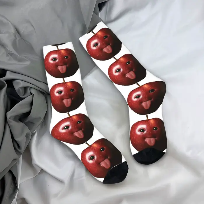 Drôle idiot Ai Apple Gen Z Meme cerveau humour langue sur bas chaussettes élégantes hiver chaussette