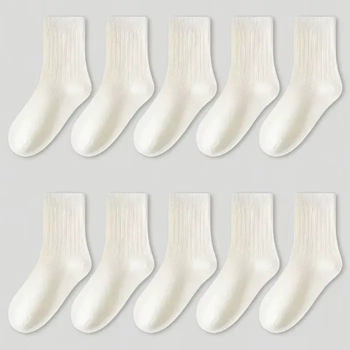 5 paires de chaussettes pour enfants, couleur unie blanche, pour garçons et filles, adaptées aux enf