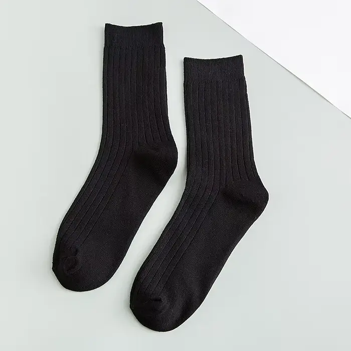 Chaussettes pour hommes automne printemps coton côtelé couleurs unies japonais basique Vintage mode 