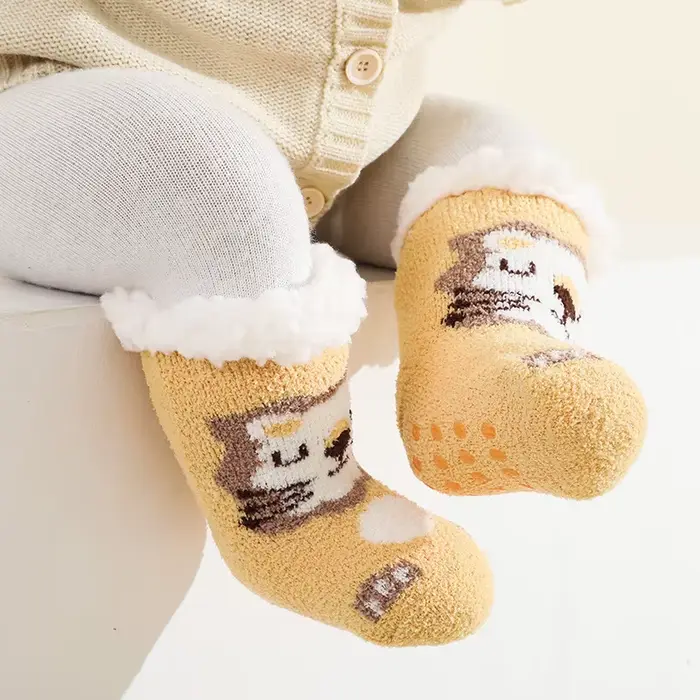 Chaussettes de noël pour bébé de 0 à 4 ans, mignonnes, en coton épais, chaudes, pour nouveau-né, cha