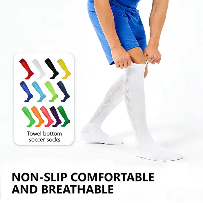 Chaussettes de football d'été Loogdeel pour enfants, couleur unie, antidérapantes, pour le skateboard et le cyclisme, avec fond en tissu éponge, pour l'entraînement des hommes