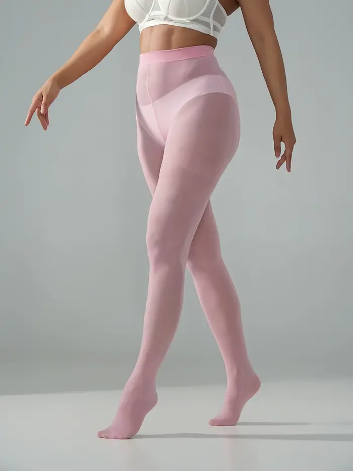 1 paire de collants de compression roses pour femmes, collants décontractés transparents à taille ha