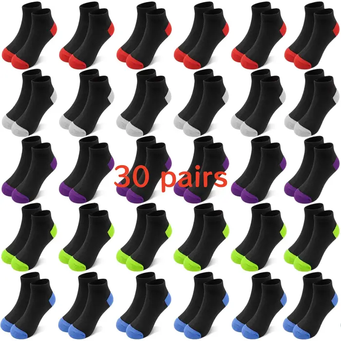 30 paires de chaussettes colorées pour enfants de 1 à 14 ans, décontractées et simples, avec une gra