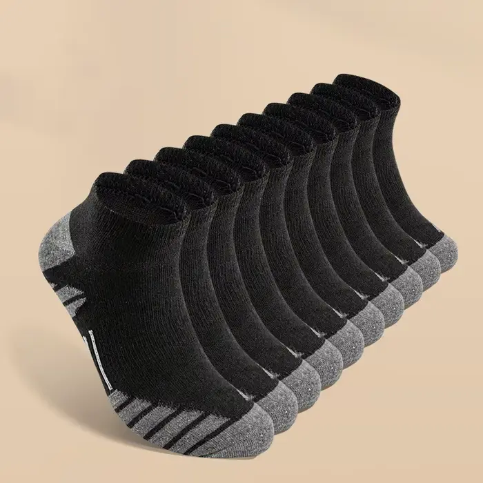 10 paires Cool hommes noir blanc quatre saisons coton chaussette ensemble mâle couleur unie respiran