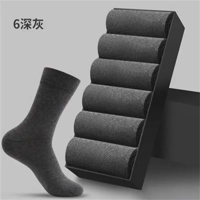 UNWE-Lot de 6 paires de chaussettes en coton pour hommes, tube haut, chaussettes d'affaires chaudes,
