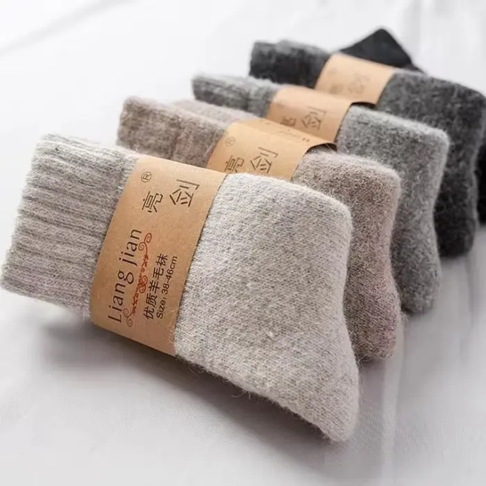 Chaussettes hommes Super plus épais solide chaussette laine mérinos lapin
