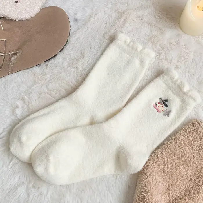 Chaussettes en peluche pour chien teckel, motif de chien de dessin animé, Tube central, douces, ther