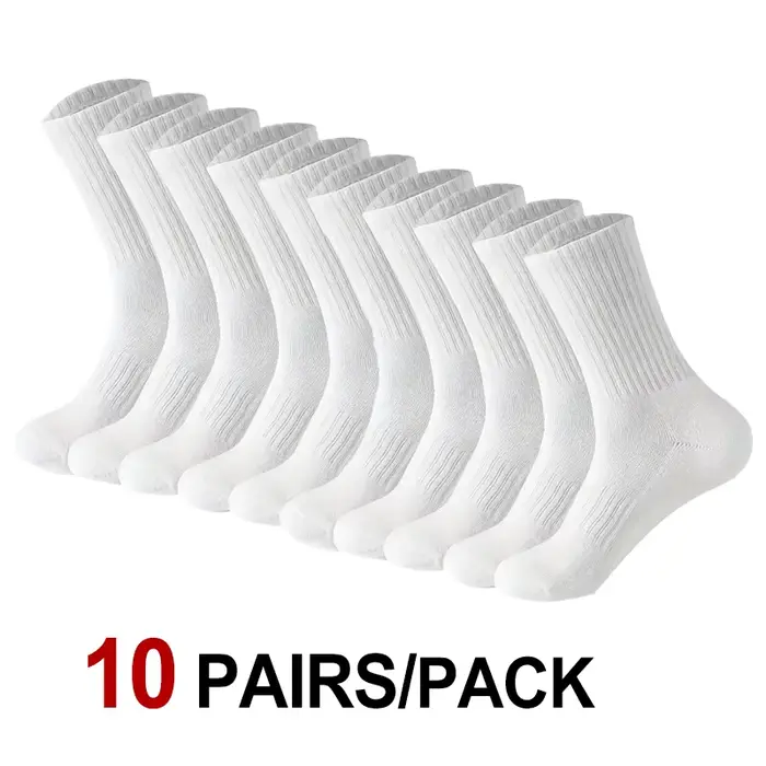 10/20 paires de chaussettes de sport à col rond de couleur unie neutre, absorbant la sueur, respiran