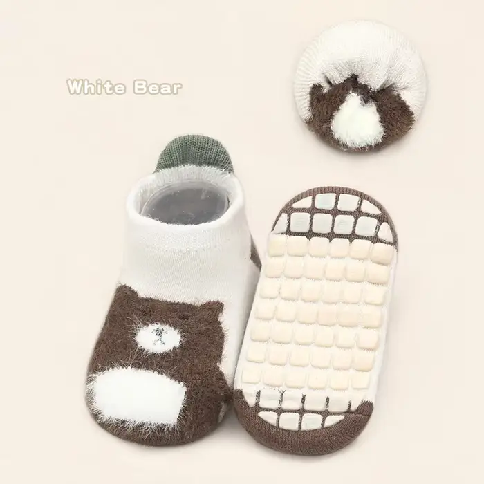 Chaussettes épaisses d'hiver pour enfants de 0 à 5 ans, chaussettes de sol antidérapantes pour bébés