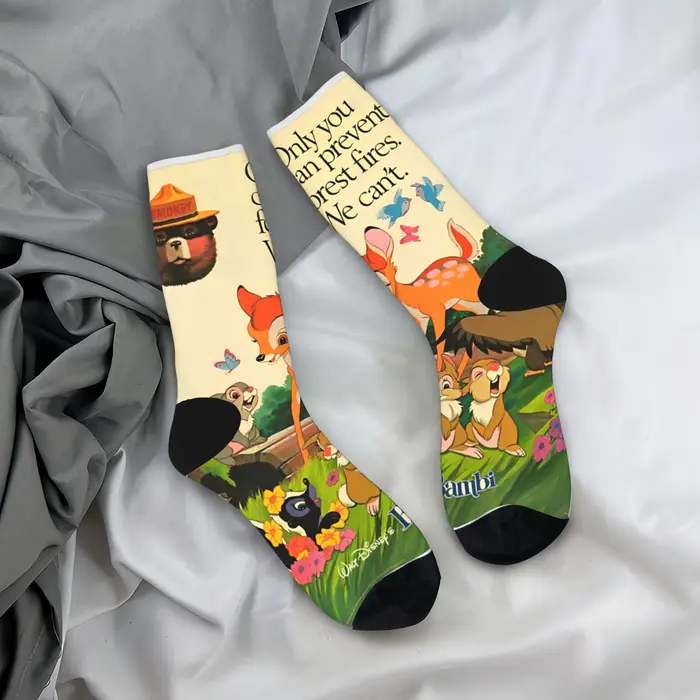 Adultes hommes chaussettes Bambi dessin animé bas anti-dérapant qualité chaussettes automne à la mod
