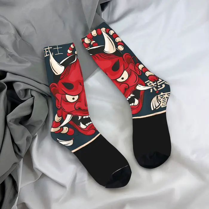 Chaussettes Hannya pour hommes et femmes, masque de démon japonais, bas de Culture de Tokyo, chausse