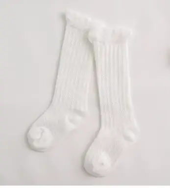 Chaussettes hautes pour filles, longues chaussettes en coton doux en dentelle pour bébé, Meias Princ
