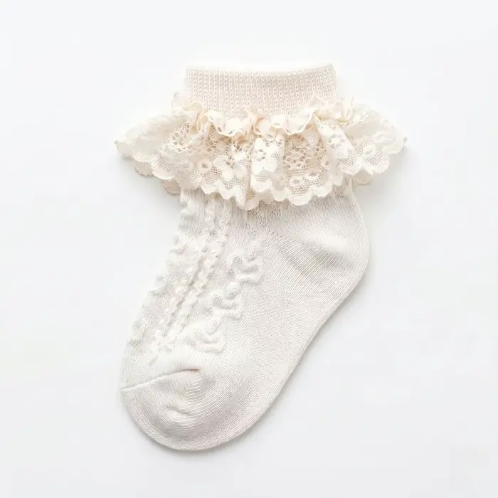 Chaussettes en coton pour bébés filles, chaussettes douces en dentelle à volants pour nouveau-nés, c