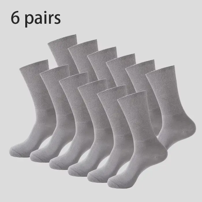 6 paires de chaussettes diabétiques confortables et de soutien pour hommes, en tissu anti-humidité,