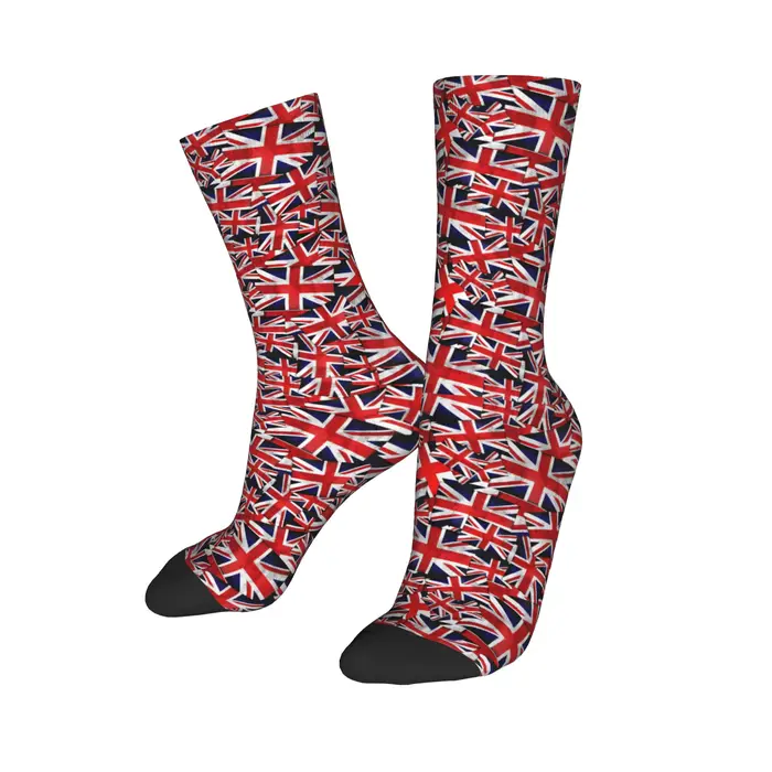 Nouveauté personnalisée impression Union Jack drapeau du royaume-uni chaussettes pour hommes femmes 