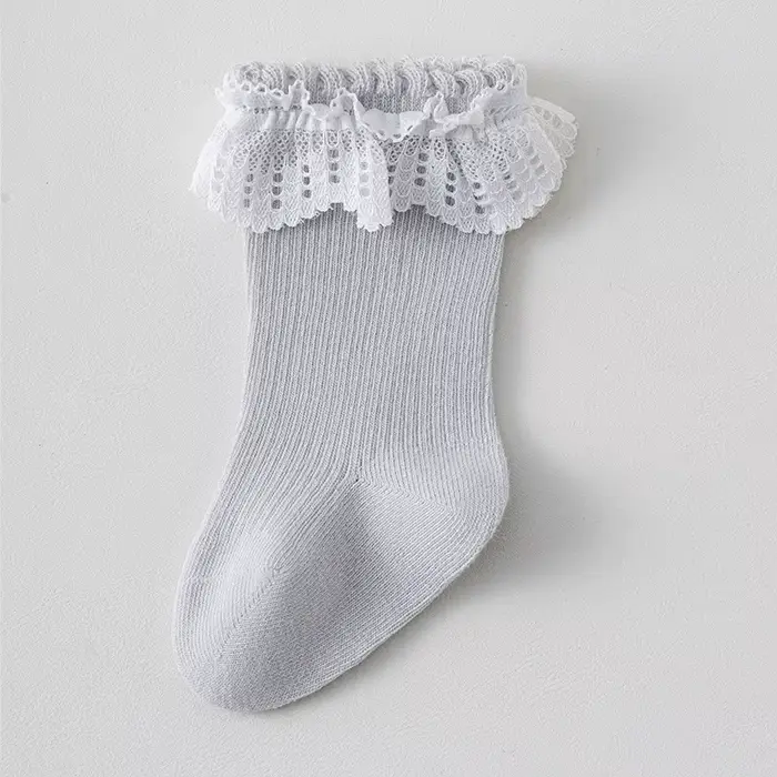 Chaussettes longues en dentelle pour nouveau-né, douces et élégantes, bas de princesse en coton pour