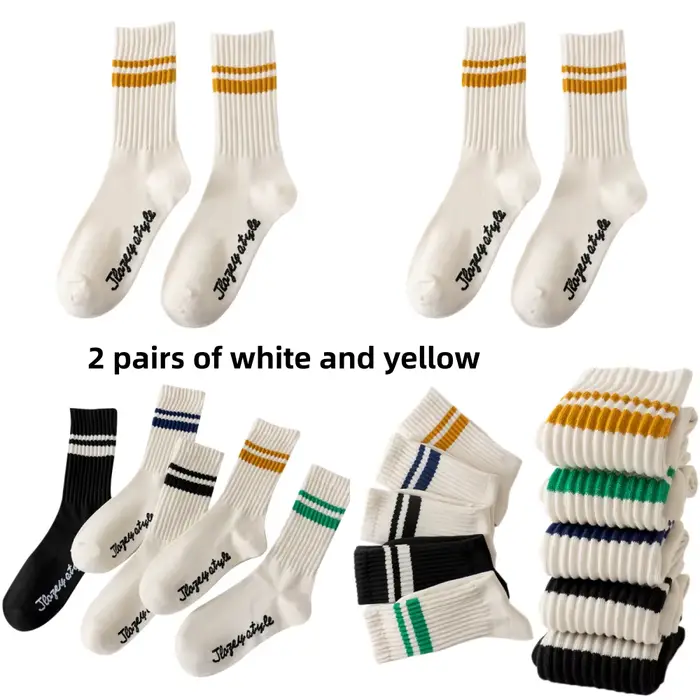 2 paires de chaussettes rayées pour hommes, chaussettes de baseball pour couples, chaussettes tube s