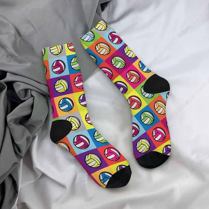 Chaussettes colorées à carreaux pour hommes et femmes, volley-ball, athlétique, équipage, cool, mign