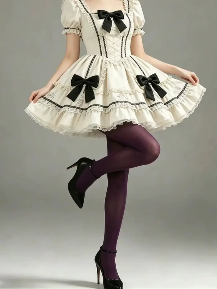 1 paire de collants opaques violet foncé pour femmes, collants extensibles de style Lolita, couleur 