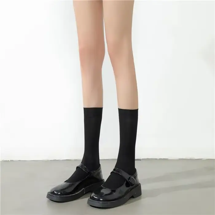 Chaussettes longues noires et blanches de couleur unie, style japonais JK, bas cuissardes pour écoli