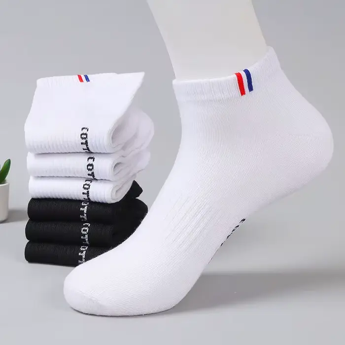 5/10 paires 1 Lot chaussettes hommes été mince Tube bas respirant blanc noir rayé cadeau Sport cheville