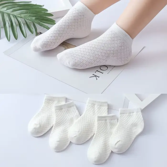 Chaussettes d'été en maille pour enfants, chaussettes blanches douces pour garçons et filles, chauss
