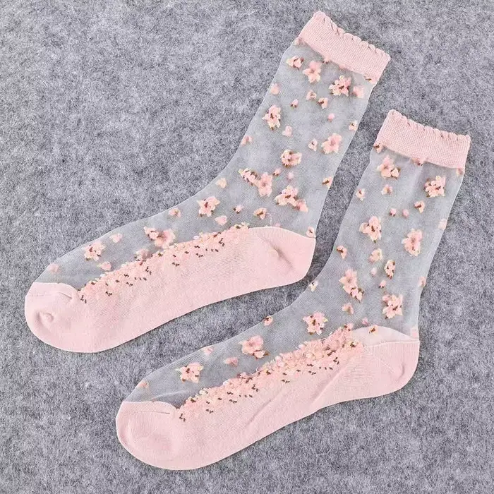 Chaussettes courtes en soie de verre transparente